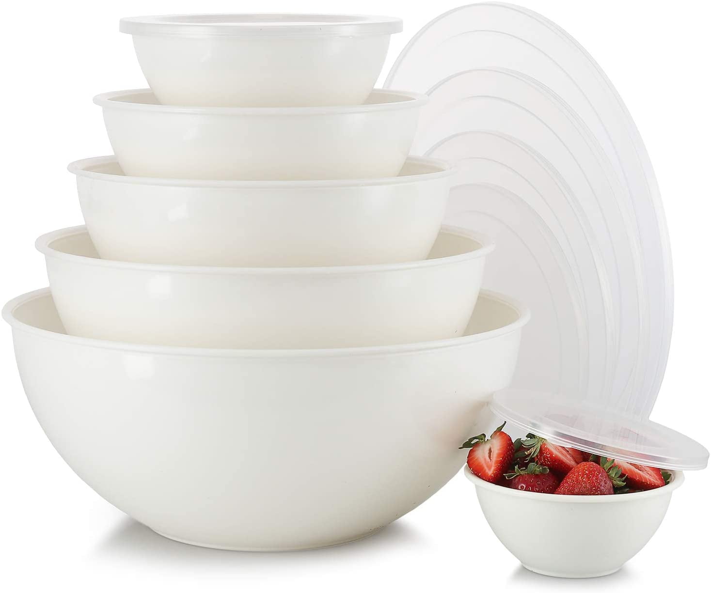 Salad Mixing Bowls With Lids, Plastic Mixing Bowls Set, Stackable Nesting  Bowl Set For Kitchen, Ideal For Baking, Prepping, Cooking And Serving Food  - Temu