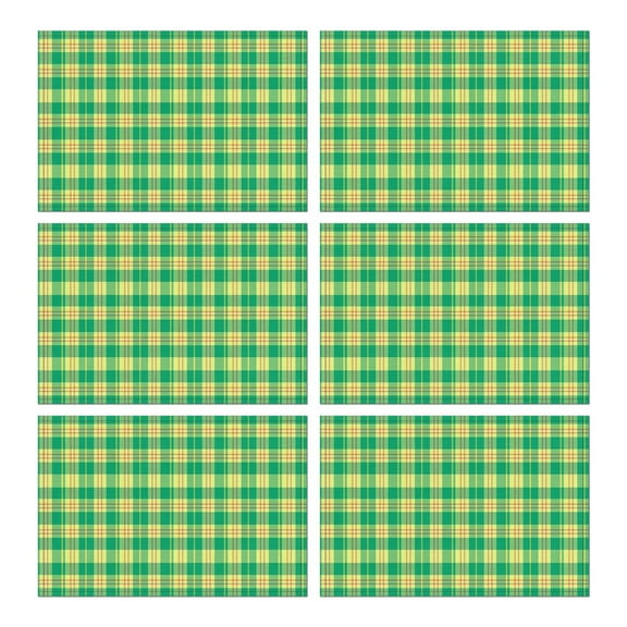 Set of 6 Modern Buffalo Plaid Placemats Machine Washable Durable Linen Table Mats Heat Resistant Wrinkle Free Contemporary Checkered Place Mats for Dining Table Kitchen