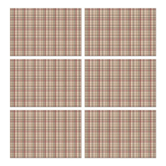 Set of 6 Moroccan Plaid Placemats Machine Washable Durable Linen Table Mats Heat Resistant Wrinkle Free Ethnic Checkered Place Mats for Dining Table Kitchen Easy to Clean