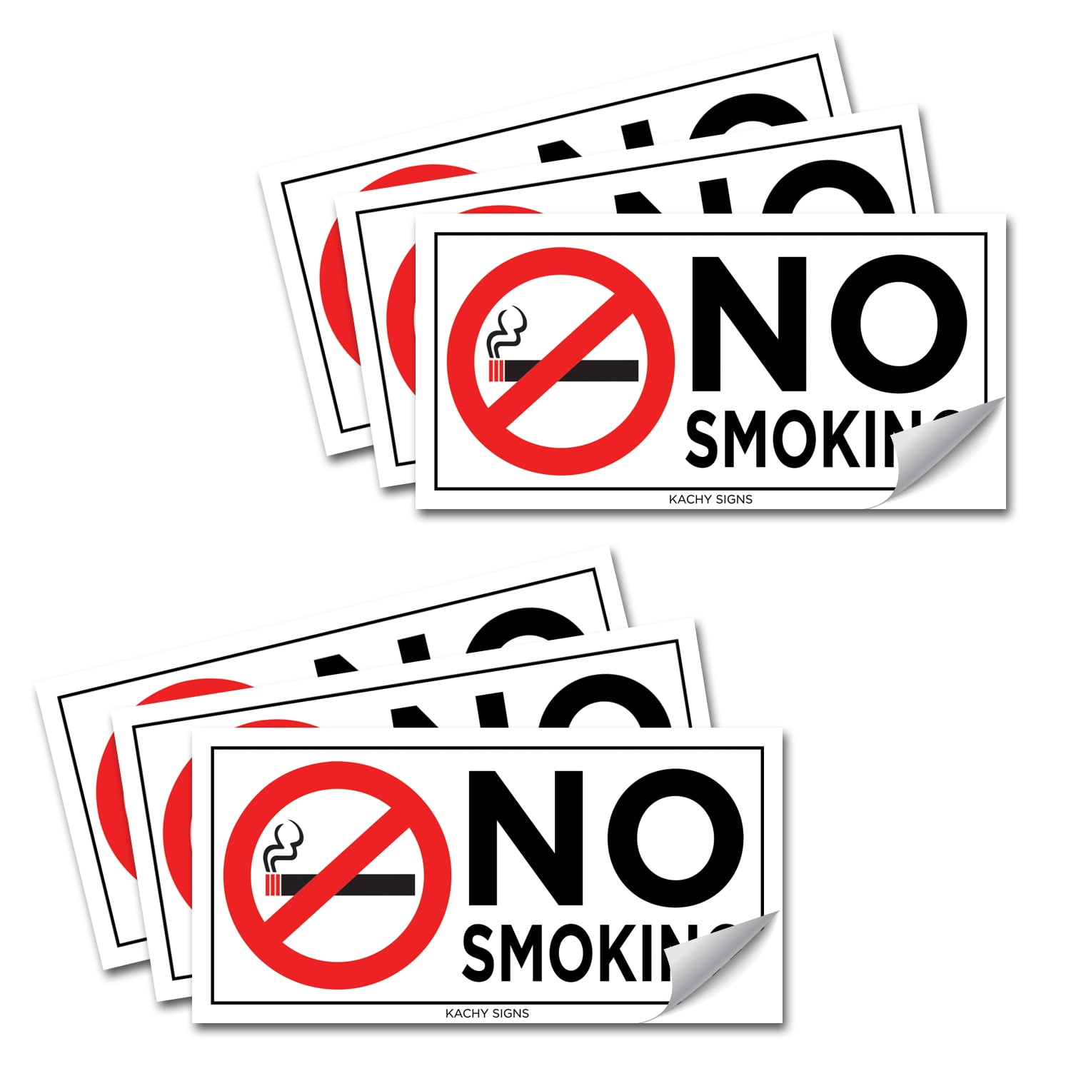 No Smoking Warning Stickers (Set of 6) - 2" x 4" Durable Vinyl, Waterproof,  For Cars & Business - Walmart.com