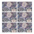thumbnail image 1 of Set of 6 Paisley Placemats, Flax Heat Resistant Wrinkle Free Linen Table Mats with Colorful Boho Vintage Floral Pattern and Artistic Retro Mandala Geometric Design, 1 of 5