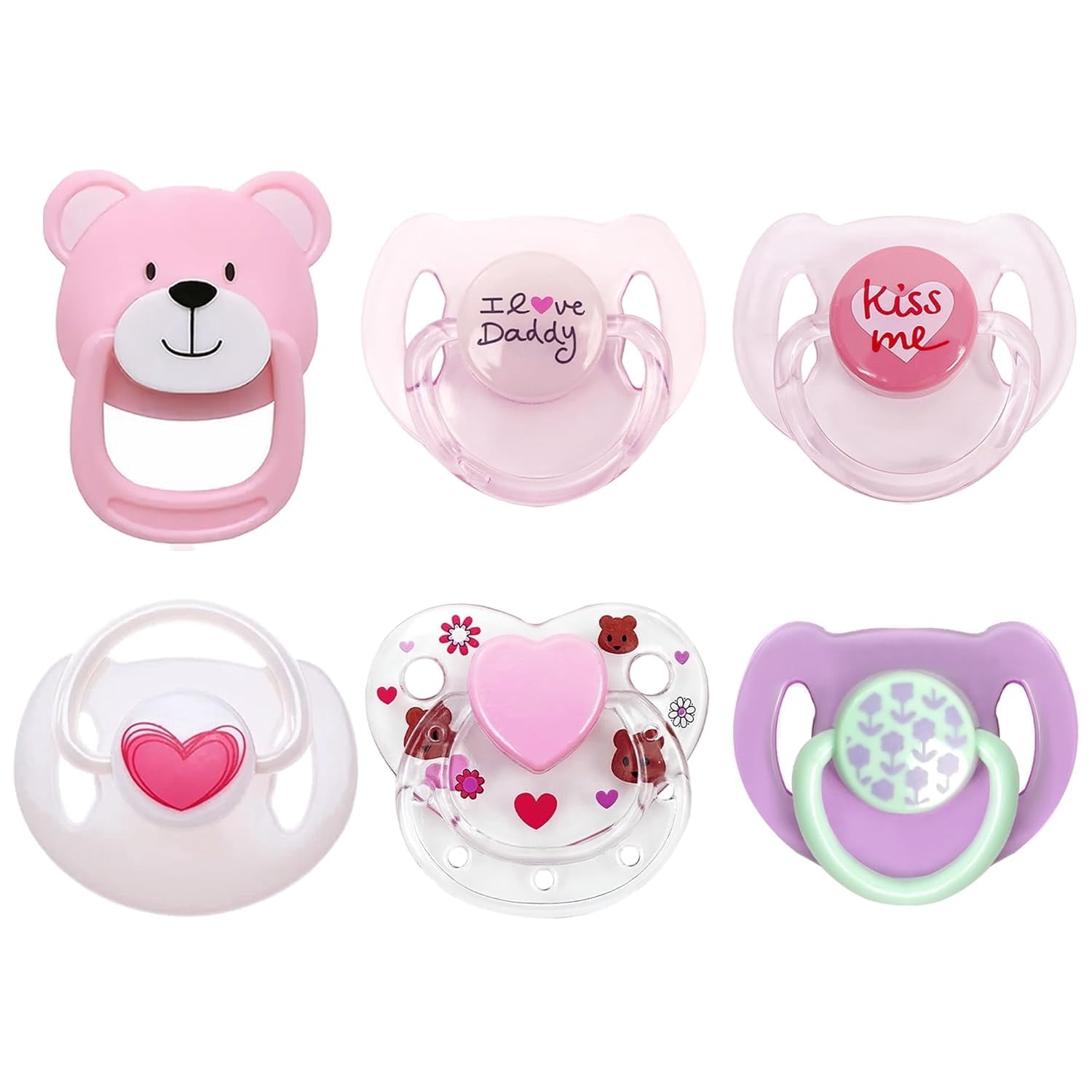 Amazon Real Pacifiers Set 6 Pieces Cute Magnetic Pacifiers for 16-24 Inch Reborn Baby Dolls ...