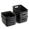 thumbnail image 1 of Set of 6 Plastic Storage Baskets - Small Pantry Organizer Basket Bins - Household Organizers with Cutout Handles for Kitchen Organization, Countertops, Cabinets, Bedrooms, and Bathrooms, 1 of 6