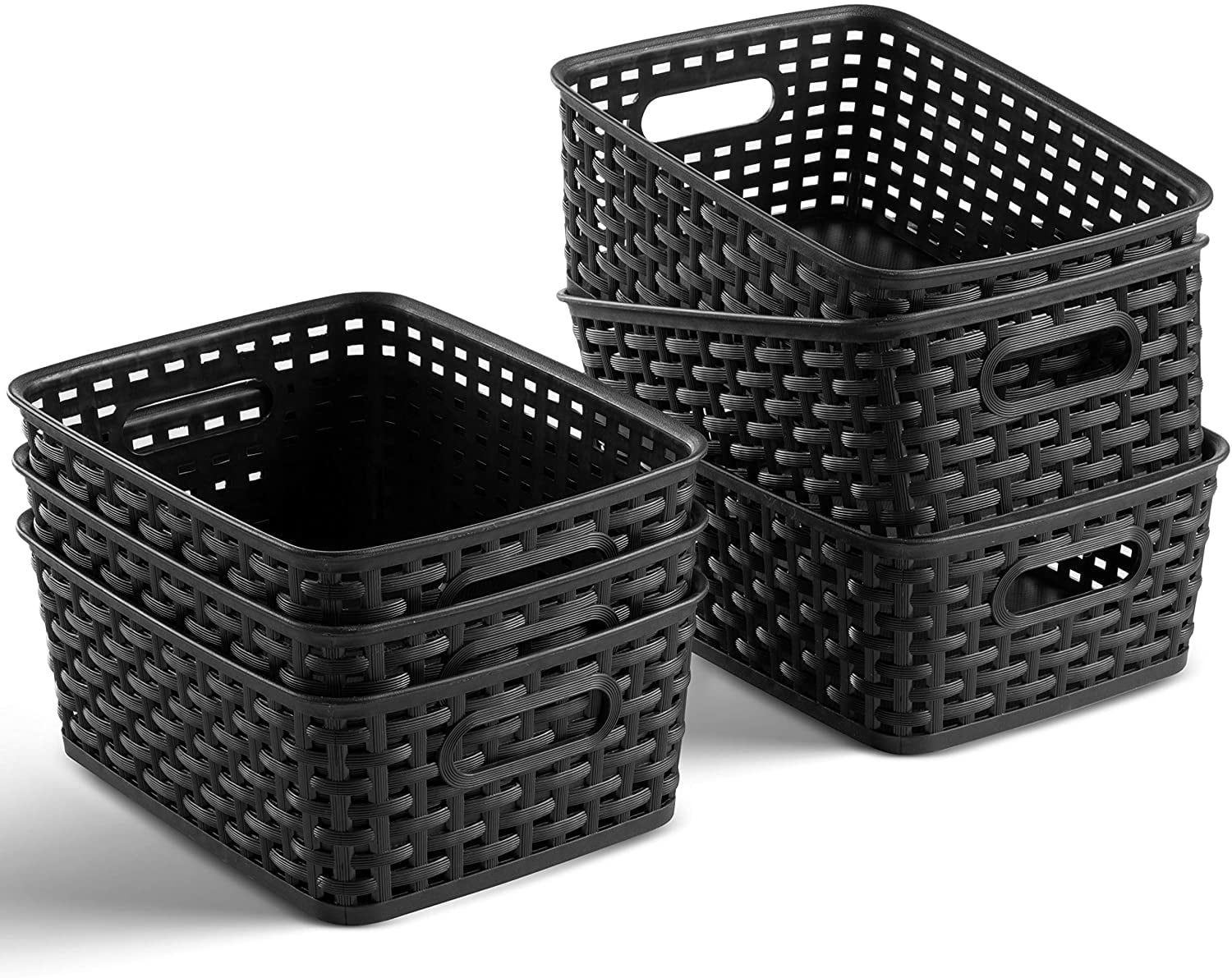 Set of 6 Plastic Storage Baskets Small Pantry Organizer Basket Bins