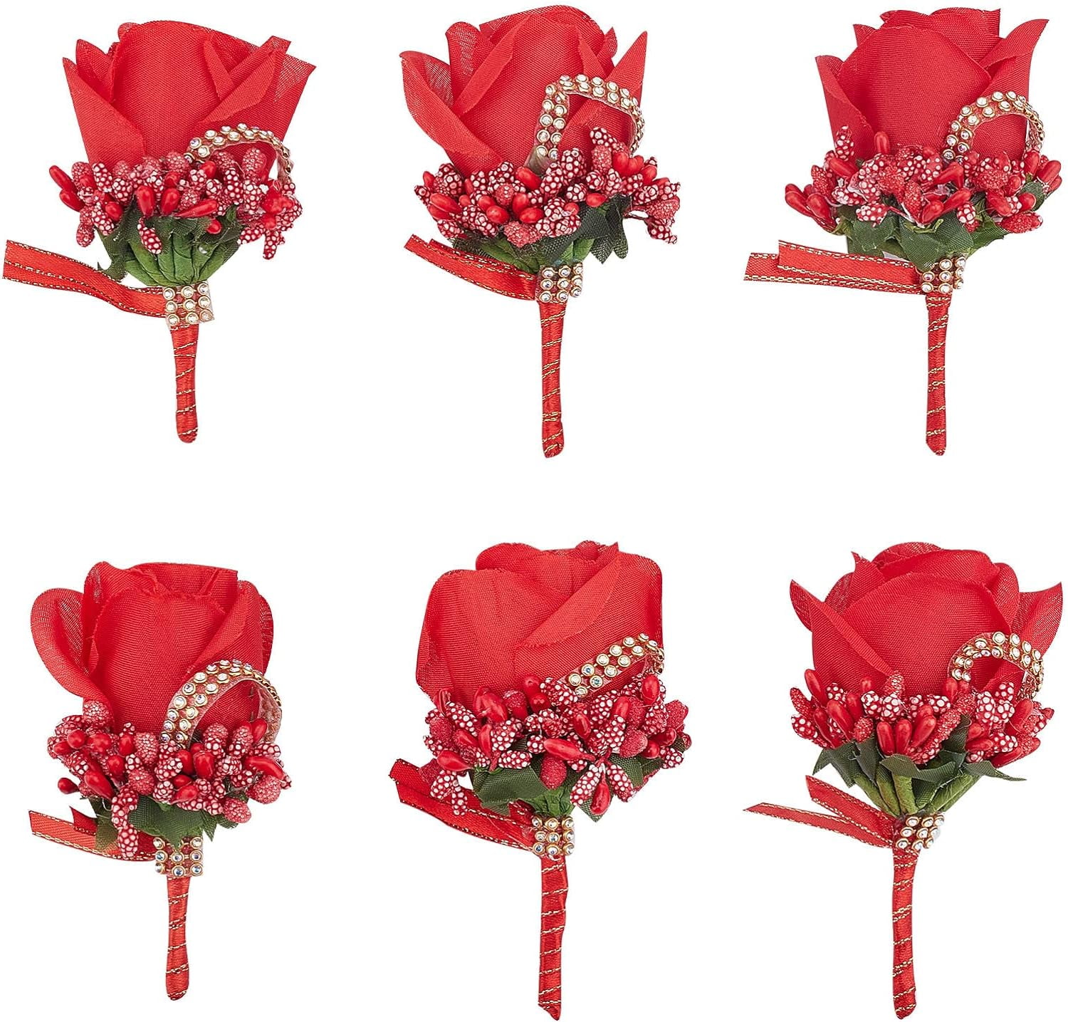 6 Pezzi Matrimonio Boutonniere, Decorazione per Boutonniere, Boutonniere Sposo, Decorazione per Boutonniere, per La Sposa, Lo Sposo, La Ragazza Dei Fiori e Gli Ospiti Presenti (6