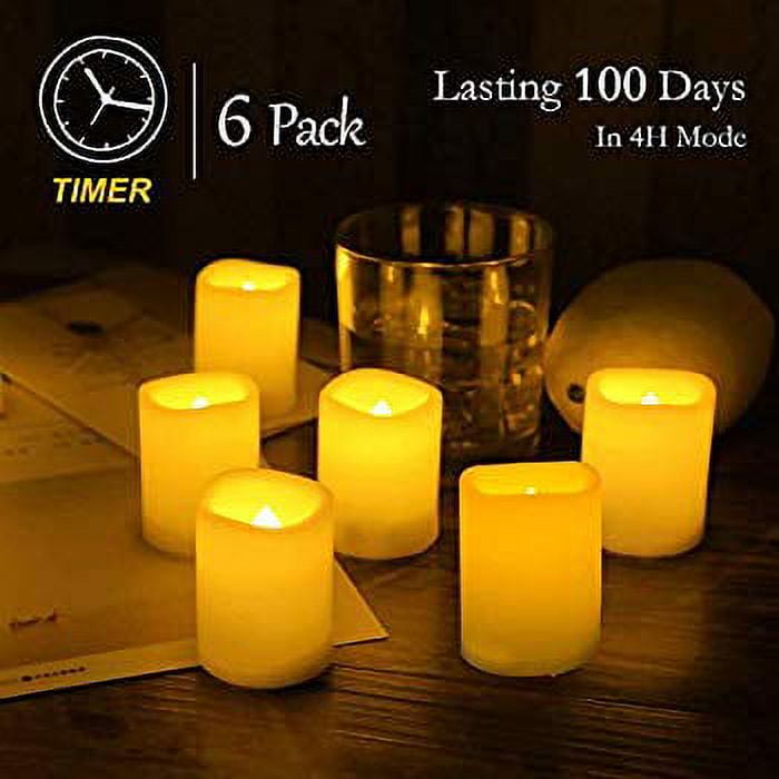 Set of 6 Remote Control Votive Candles Battery Operated, Flameless