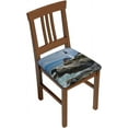 thumbnail image 1 of Set of 6 Removable Chair Seat Covers for Dining Room, Blue Sky Lighthouse Stretchable Wedding Party Chair Slipcovers Cushion Protector Sea Reef Furniture Decor, 16.9x16.9 Inches, 1 of 6