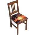 thumbnail image 1 of Set of 6 Removable Chair Seat Covers for Dining Room, Coconut Palm Tree Stretchable Wedding Party Chair Slipcovers Cushion Protector Sea Beach Sunset Furniture Decor, 16.9x16.9 Inches, 1 of 6