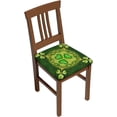 thumbnail image 1 of Set of 6 Removable Chair Seat Covers for Dining Room, St Patrick''s Day Floral Stretchable Wedding Party Chair Slipcovers Cushion Protector Clovers Shamrocks Furniture Decor, 16.9x16.9 Inches, 1 of 6
