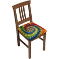 thumbnail image 1 of Set of 6 Removable Chair Seat Covers for Dining Room, Tie Dye Spiral Stretchable Wedding Party Chair Slipcovers Cushion Protector Colorful Rainbow Furniture Decor, 16.9x16.9 Inches, 1 of 6
