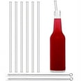 thumbnail image 1 of Set of 6 Reusable Glass Drinking Straws with 2 Cleaning Brush - 8.5''x8 MM, Clear Straight Glass Straws for Milkshakes, Frozen Drinks, Smoothies, Tea, Juice and 20 24 30 oz Tumbler, 1 of 9
