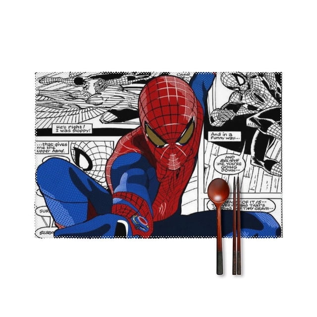 Set of 6 Spider Man Placemats (14"x18") Fabric Coloring Placemats