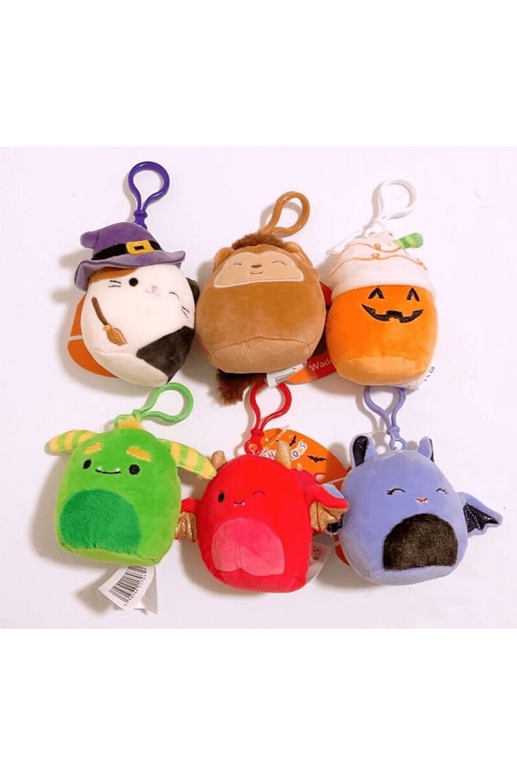 Set 6 Squishmallows 2023 Halloween Squad 3.5" Clip On Keychain Mini Plush Doll