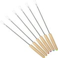 thumbnail image 1 of Set of 6 Stainless Steel Fondue Forks, 9.45 Inches Cheese Fondue Sticks Smore Sticks with Wooden Handle Heat Resistant for Chocolate Fountain Cheese Fondue Roast Marshmallows Fruits, 1 of 9