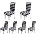 thumbnail image 1 of Set of 6 Stretch Buffalo Check Dining Chair covers Removable and Washable Spandex Parsons Chair Seat Protector Slipcovers for Dining Room Restaurant Hotel Banquet (Black/White Plaid), 1 of 6