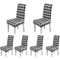 Set of 6 Stretch Buffalo Check Dining Chair covers Removable and Washable Spandex Parsons Chair Seat Protector Slipcovers for Dining Room Restaurant Hotel Banquet (Black/White Plaid)