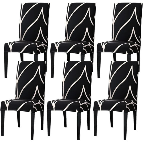Set of 6 Stretch Dining Chair Slipcovers Modern Geometric Printed Chair Covers for Dining Room Home Farmhouse Decor Removable Washable Furniture Protector for All Seasons