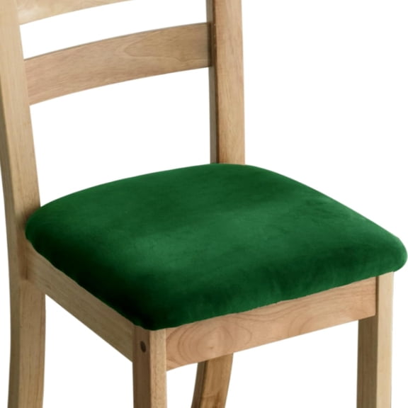 Set of 6 Velvet Dining Chair Seat Covers, Stretch Dining Room Chair Seat Cushion Cover Removable Washable Chair Slipcovers Furniture Protector (Green,Set of 6)