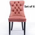thumbnail image 1 of Set of 6 Velvet Fabric Dining Chairs Luxury Tufted Back with Nailed Trim and Back Ring Pull Home Kitchen Dining Room Chairs Armless Accent Side Chairs Solid Rubber Wood Legs, 1 of 8