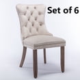 thumbnail image 1 of Set of 6 Velvet Fabric Dining Chairs Luxury Tufted Back with Nailed Trim and Back Ring Pull Home Kitchen Dining Room Chairs Armless Accent Side Chairs Solid Rubber Wood Legs, 1 of 8