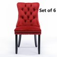 thumbnail image 1 of Set of 6 Velvet Fabric Dining Chairs Luxury Tufted Back with Nailed Trim and Back Ring Pull Home Kitchen Dining Room Chairs Armless Accent Side Chairs Solid Rubber Wood Legs, 1 of 8