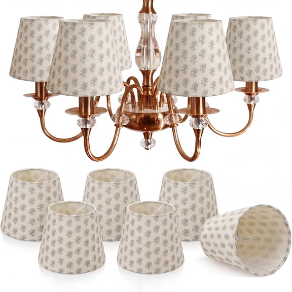 Set of 6 Vintage Floral Mini Chandelier Lamp Shades Small Clip-on Lampshades Covers, 5.5x5.1x3.5 Inch Size, Botanical Floral Pattern Fits Fall Autumn Bedroom Farmhouse Decor