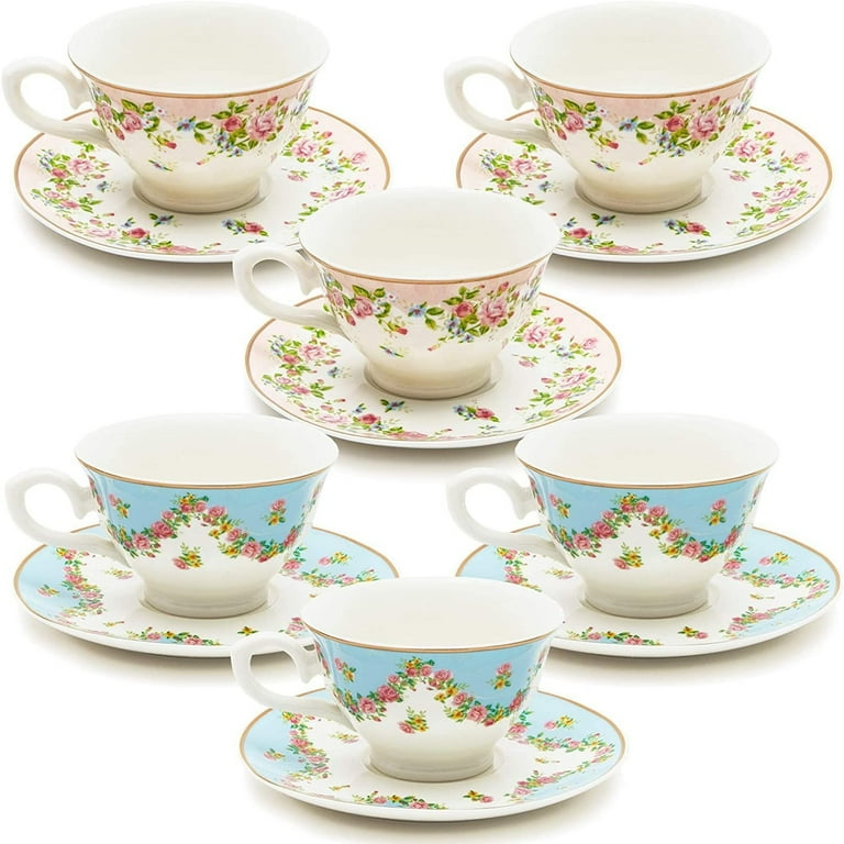 Sparkle and Bash Floral Tea Cup & Saucer Set - Victorian Style
