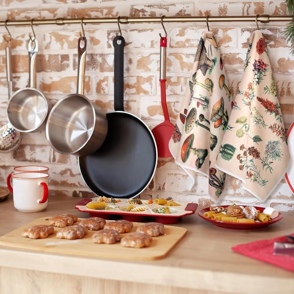 Set of 6 Vintage Kitchen Towels Cottage Core Mushroom Dishtowels Wildflower Plants Tea Hand Towels 24"x16" Absorbent Floral Dishcloths for Holiday Kitchen Bathroom Farmhouse Housewarming Gifts