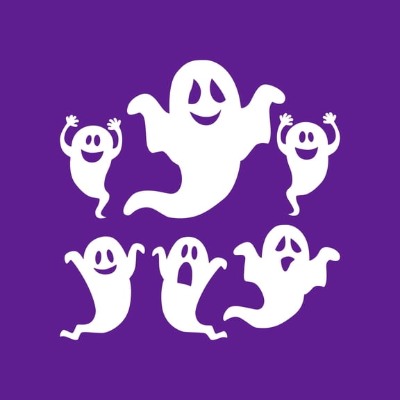 Set of 6 Vinyl Wall Art Decal - Ghosts - From 8.5" To 13" Each - Cute Fun Halloween Seasonal Decoration Sticker - Teens Adults Indoor Outdoor Wall Door Window Living Room Office Decor