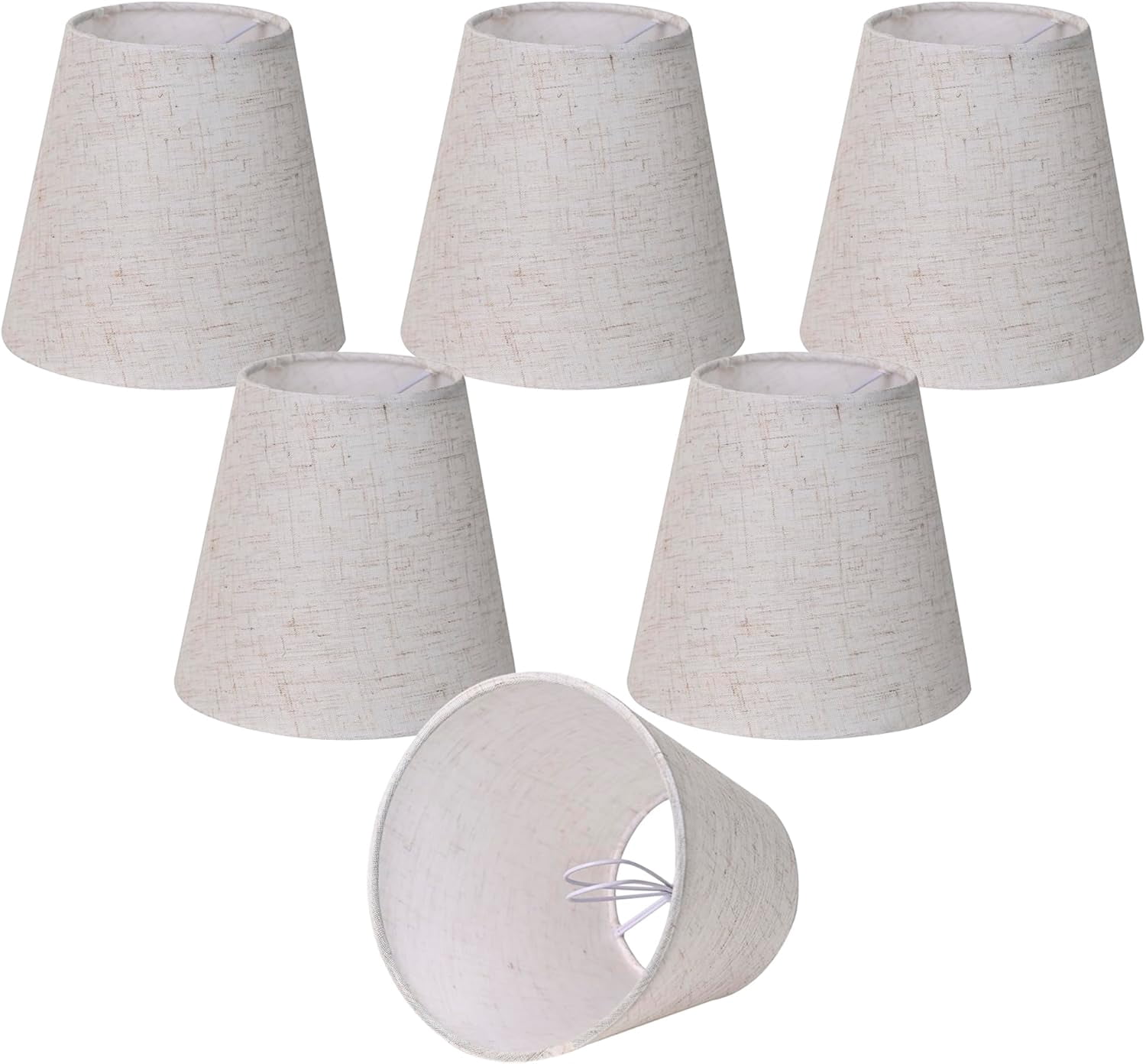 Set of 6 White Linen Clip-On Chandelier Lamp Shades – Empire Mini Light ...