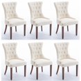 thumbnail image 1 of Set of 6 Wingback Upholstered Dining Chairs with Linen Fabric, Fabric Side Dining Room Chairs with Tufted Button, Living Room Chairs for Home Kitchen Dining Room Resturant (Beige), 1 of 9