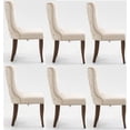 thumbnail image 1 of Set of 6 Wingback Upholstered Dining Chairs with Nailhead Trim, Fabric Side Dining Room Chairs with Tufted Button, Living Room Chairs for Home Kitchen Dining Room (Cream White), 1 of 8