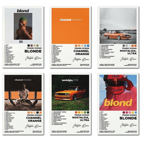 A Set of 6 canvas posters,Frank Poster Ocean Blonde Poster Channel Orange Poster Nostalgia Ultra Poster 6 Piece Set,8x12IN Canvas Prints Unframed Set of 6