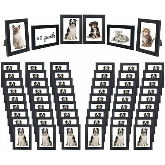 Set of 60 Picture Frame Bulk Photo Frames Wall Mounting Simple Photo Frames Picture Frames for Wall or Tabletop, 5x7 Black$$Home Decor, Kitchen, & Other