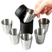 Set of 6pcs Stainless Steel Shot Glasses Drinking Vessel 30 ml (1oz) Stainless Steel Cups Shatterproof Pint Drinking Cups Metal Drinking Glasses for Kids and Adults
