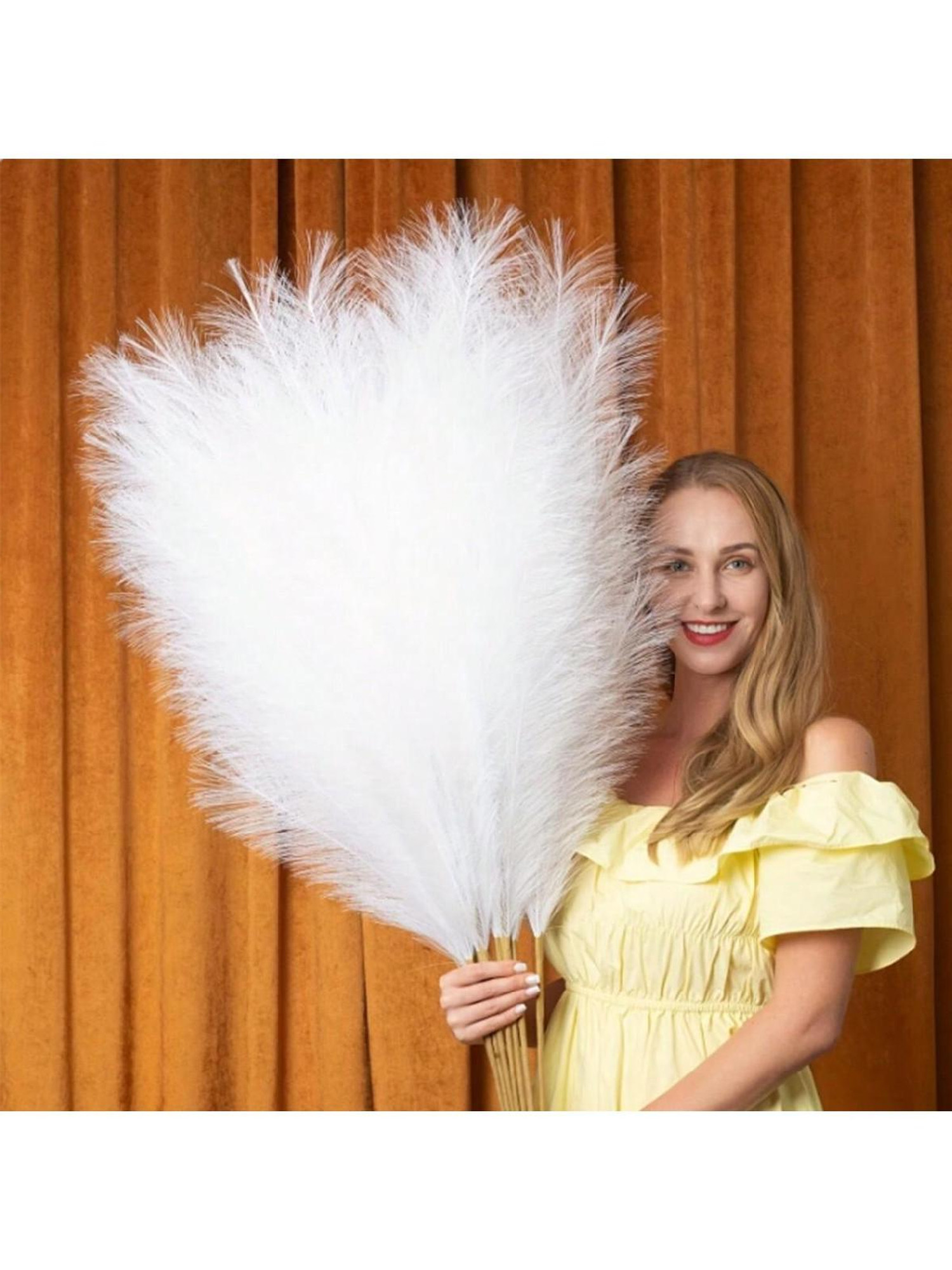 Set of 7 Faux Pampas Grass Stalks, Artificial Pampas Grass for Home ...