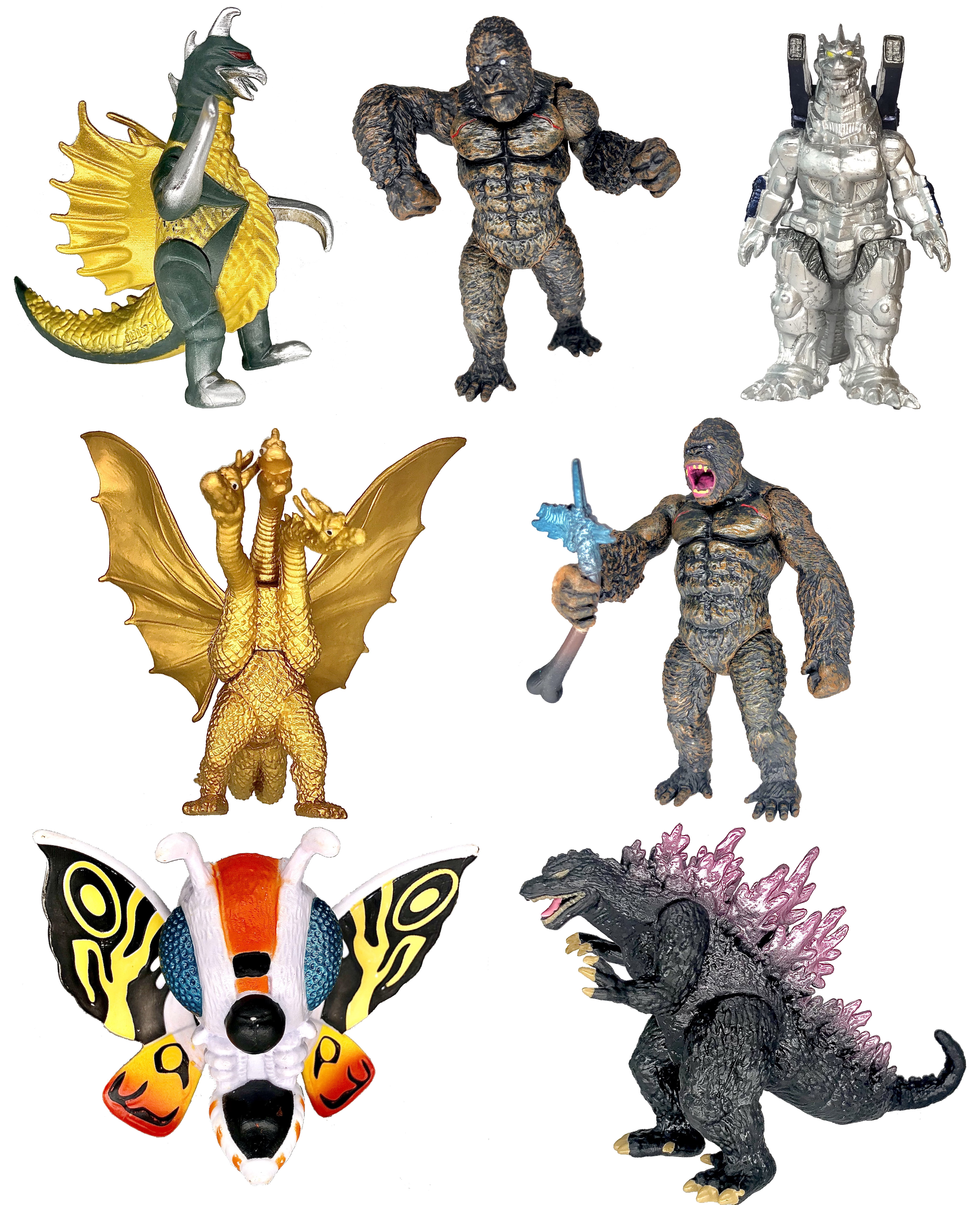 Set of 7 Godzilla Toys with Carry Bag, Movable Joint Action Figures 2021, King of The Monsters Mini Dinosaur Mothra Imago Burning Heisei Mecha Ghidorah Playsets Kids Birthday Cake Toppers Pack