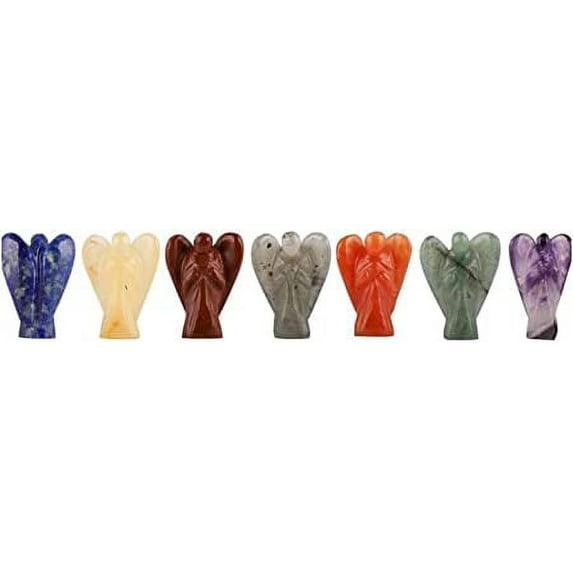 Set of 7 Lucky Agate Chakra Angels, Reiki Healing Crystals Stones Holistic Polished Metaphysical Crafting, Decorative Stones, Vastu Stones, Reiki Stones