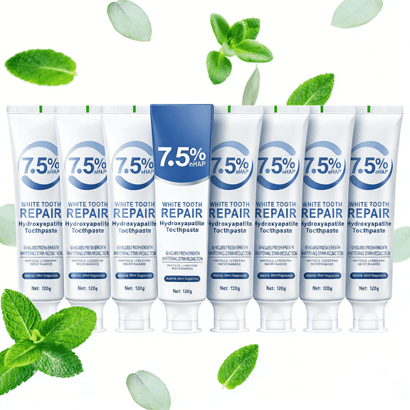 Set 7-Pack Hydroxyapatite Toothpastes for Enamel Protection and Tooth Strengthening, Gentle Mint, Fresh Breath, Daily Use for Oral Health (Gentle Mint)