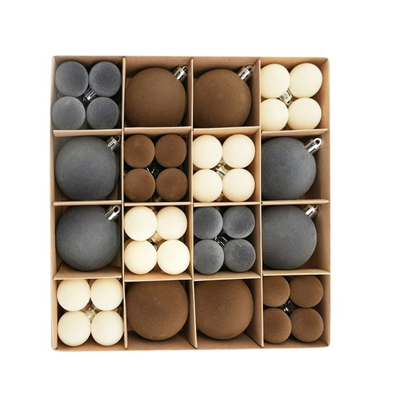 Set Of 72 Flocked Velvet Christmas Balls For Tree Decoration Plastic Material 6Cm And 3Cm Sizes Red And Green Colors Hanging Ornaments For Holiday Festivities Style C Christmas Tree Balls