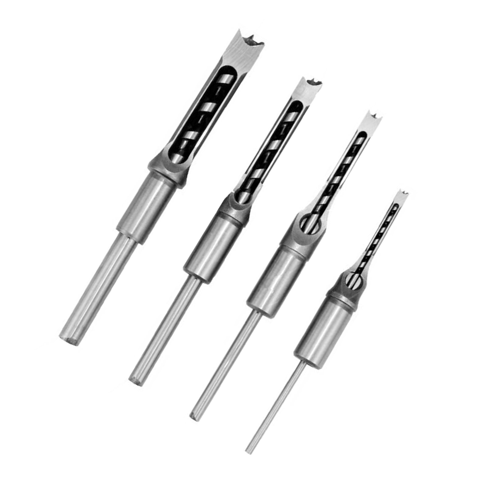 Set 7pcs Square Hole Drill Bit Woodworking Hole Saw Mortising Chisel Steel Drill Bits Set 1/4 Inch, 5/16 Inch, 3/8 Inch, 2/5 Inch, 1/2 Inch, 9/16 Inch, 5/8 Inch For Wood