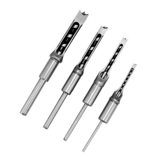 Set 7pcs Square Hole Drill Bit Woodworking Hole Saw Mortising Chisel Steel Drill Bits Set 1/4 Inch, 5/16 Inch, 3/8 Inch, 2/5 Inch, 1/2 Inch, 9/16 Inch, 5/8 Inch For Wood
