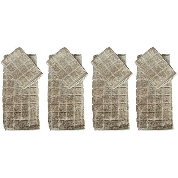 Set of 8, 100% Cotton Window Panel Terry Kitchen Towel - 4 Kitchen Towels Size: 15 x 25 inch and 4 Dishcloths Size: 12 x 12 inch, Ultra Absorbent, Maximum Softness and Machine Washable.
