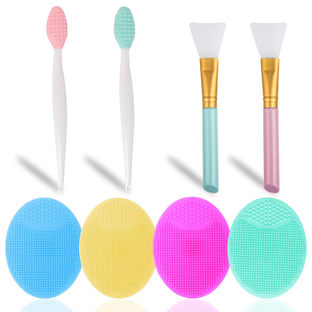 Set of 8, Beauty SE33 Tool Brush Set, findTop 4 Silicone Face Scrubbers