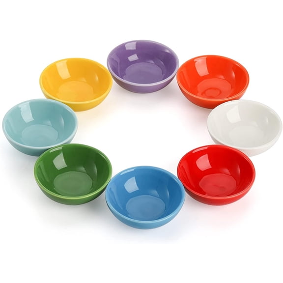 Set of 8 Ceramic Pinch Bowls Set, 3.5 Oz Porcelain Round Sauce Dipping Dishes, Mini Terracotta Dessert Bowls, Condiments Bowls in Bulk for Kitchen, Cooking Prep, Parties, Decor, Sushi