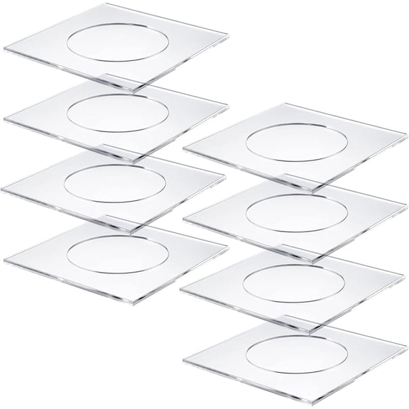 Set of 8 Clear Acrylic Coasters, Square Water Resistant Shatterproof Coasters for Drinks, Cocktail Napkin Holder Table Protector for Home Office Bar Decor Parties