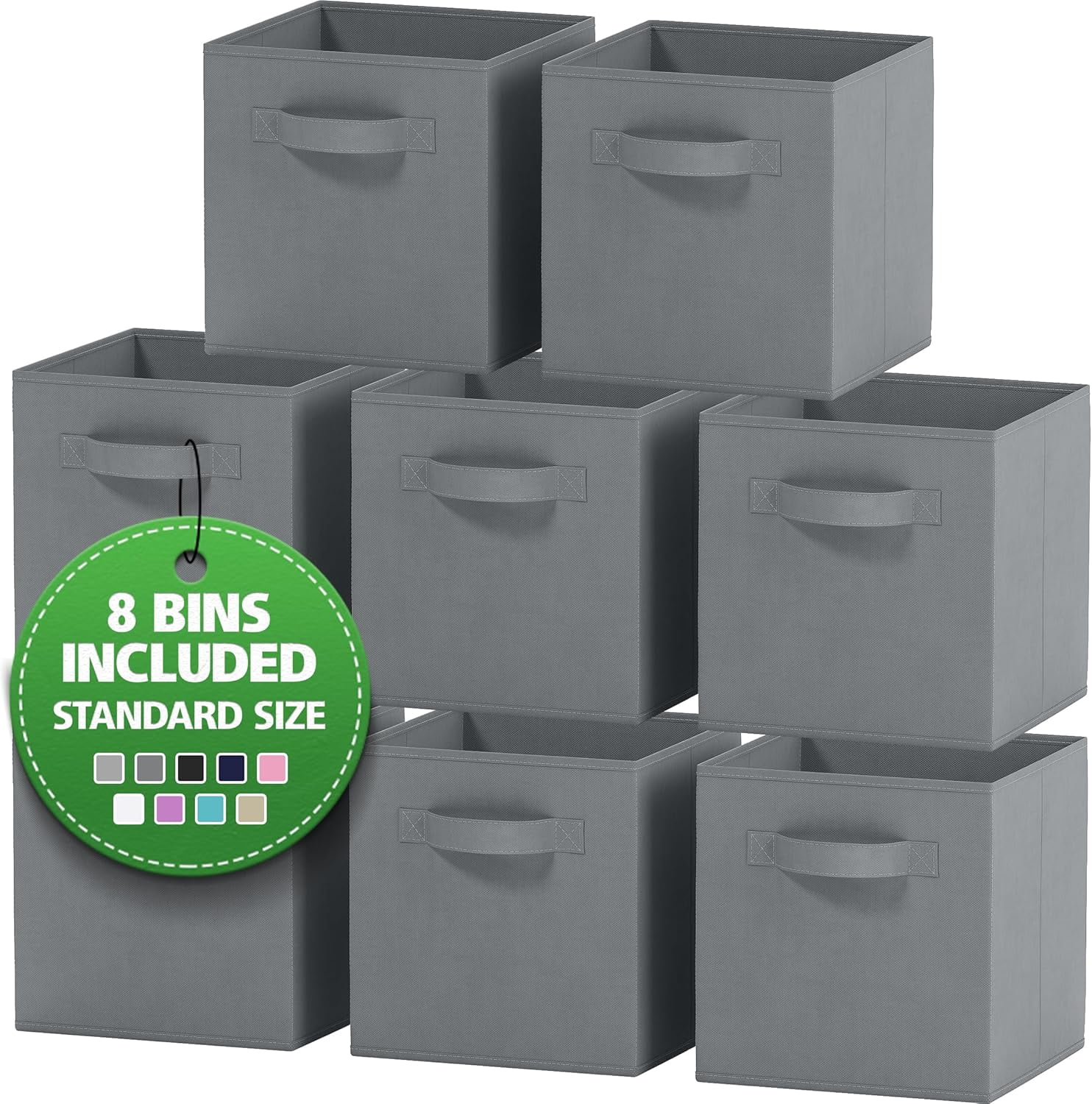 Set of 8 Foldable Fabric Storage Cube Bins | Collapsible Cloth ...