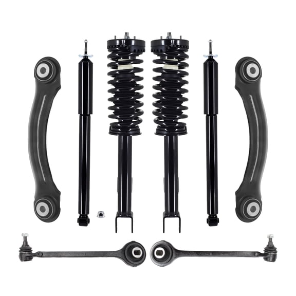 Set of 8 Front Lower Forward Control Arm Ball Joint-Quick Complete Strut-Coil Spring Assembly-Rear Upper Forward Control Arm-Shock Absorber For 2005-2010 Chrysler 300 RWD