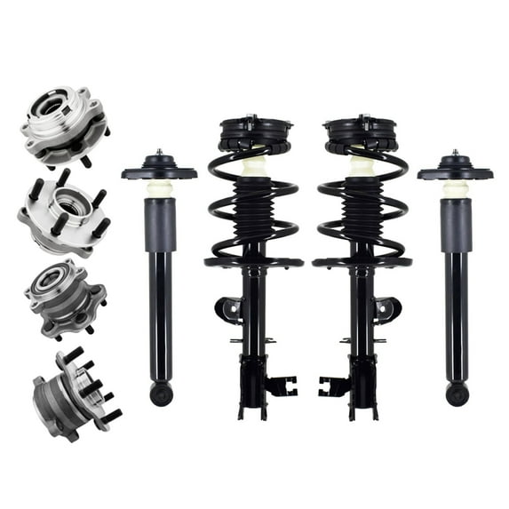 Set of 8 Front Quick Complete Strut-Coil Spring Assembly-Wheel Hub Bearing Assembly-Rear Complete Shock Absorber Kit-Wheel Hub Bearing Assembly For 2013 Infiniti JX35
