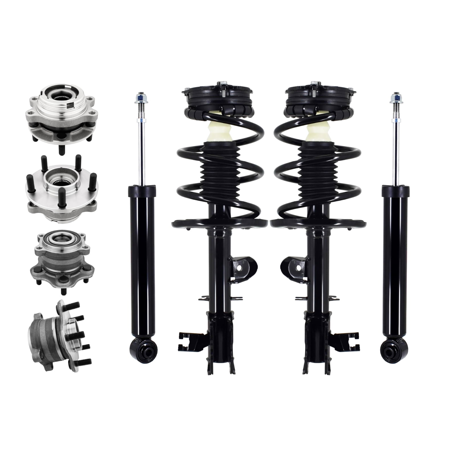 Set of 8 Front Quick Complete Strut-Coil Spring Assembly-Wheel Hub ...